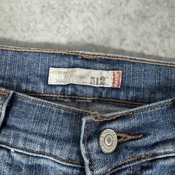 Levis 512 Perfectly Slimming Bootcut Denim Medium Wash Jeans - Size: 10P - Picture 3 of 12